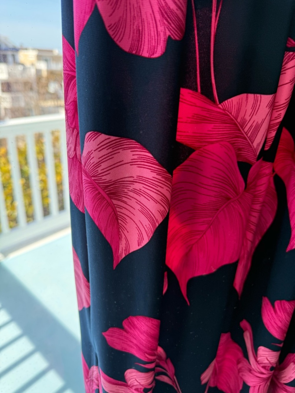 NWOT- Tommy Hilfiger Navy Maxi Dress with Bold Magenta Floral Print- size L